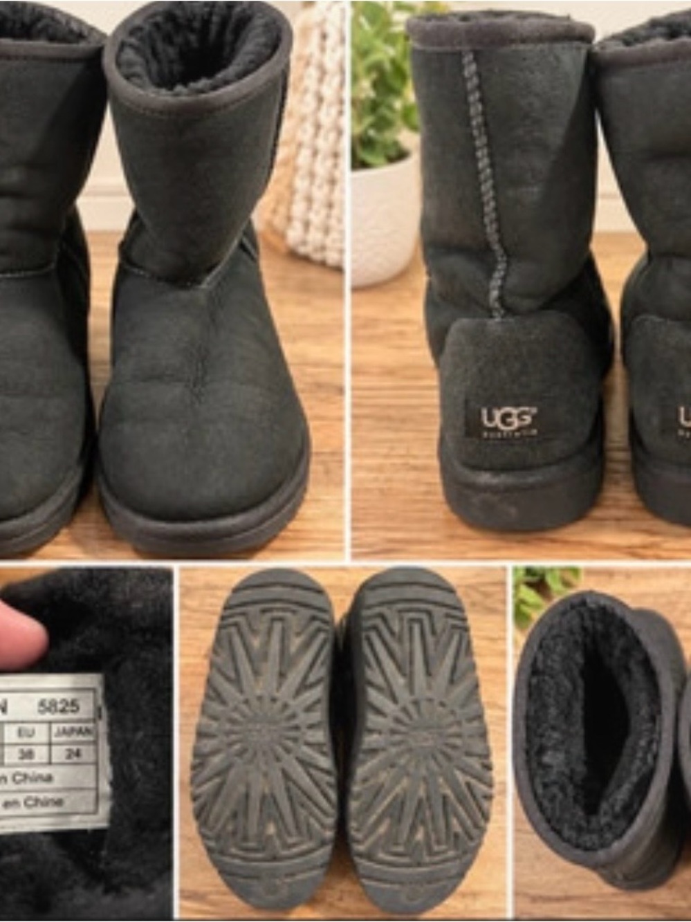 UGG Black Short Suede Shearling Boots